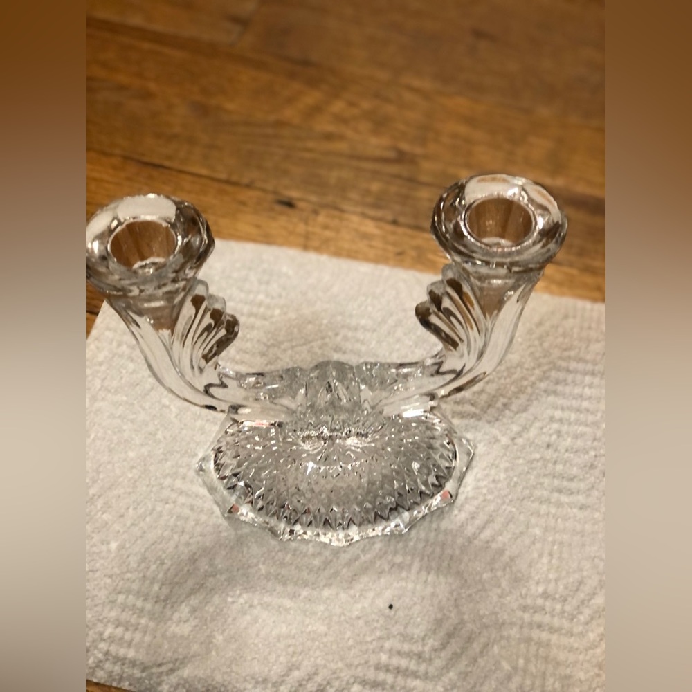 Elegant Vintage Pair Of Genuine Crystal Baroque Candle Arm Stick Holder